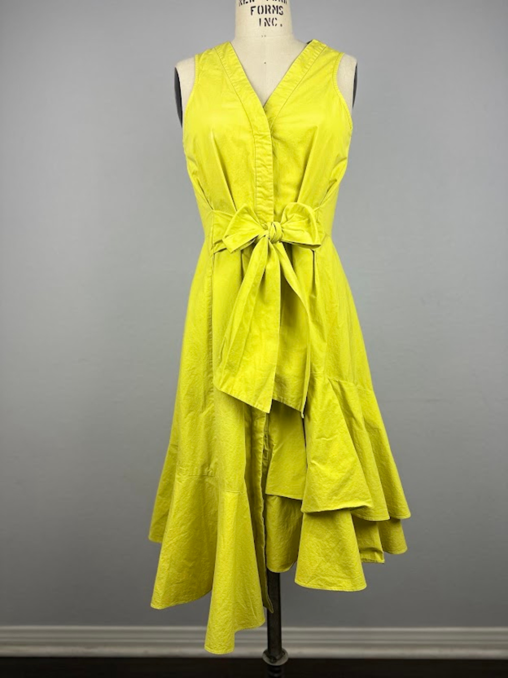 Josie Natori Citrine Cotton Poplin Asymmetrical Ruffle Midi Shirtdress 4